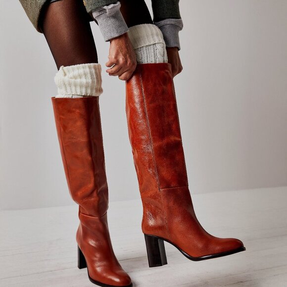 Free People Grayson Tall Boots Saddle Leather Size EU 36 US 6 NEW - Picture 1 of 16